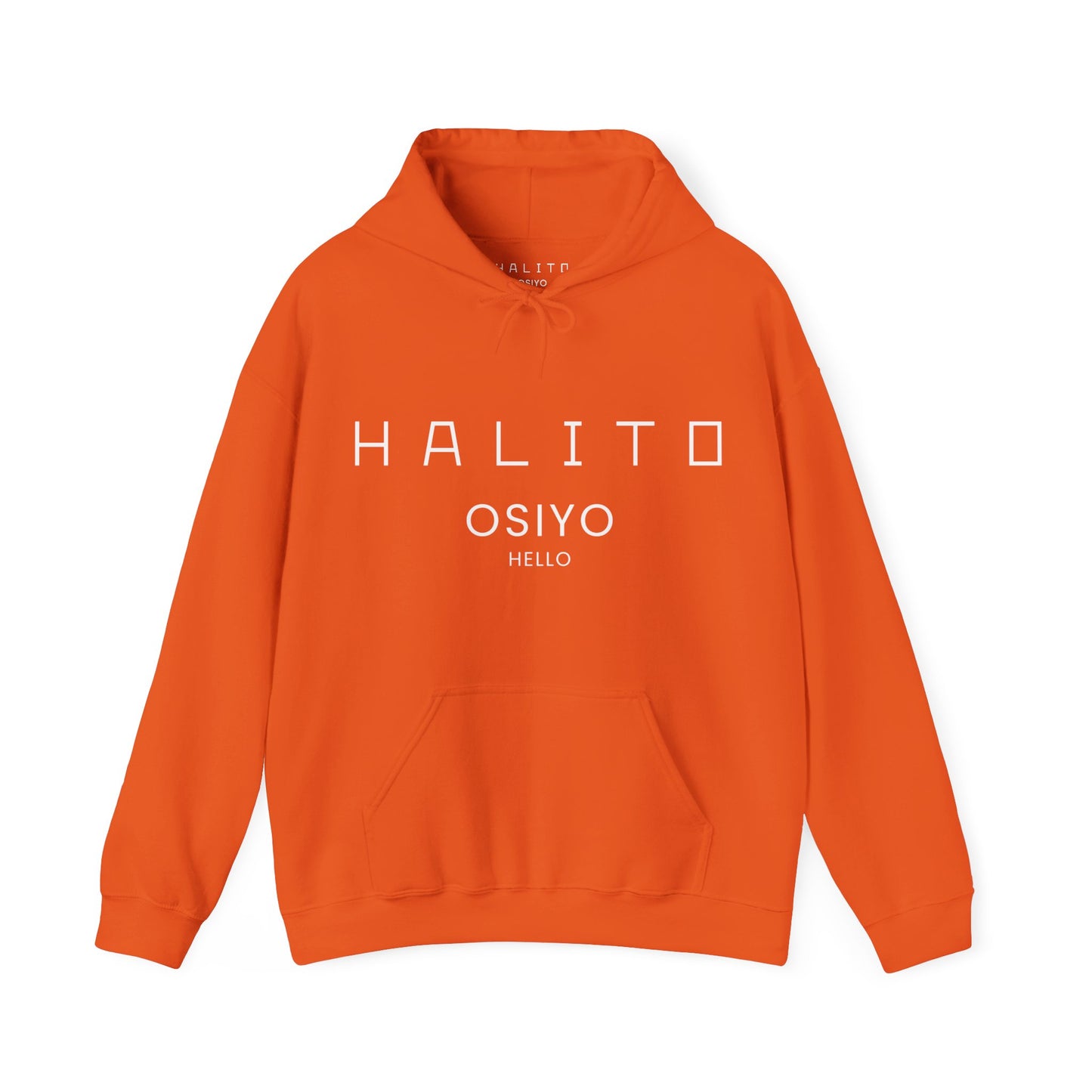 Unisex Hooded Sweatshirt - Halito Osiyo Hello Logo Mirror Image Back Design