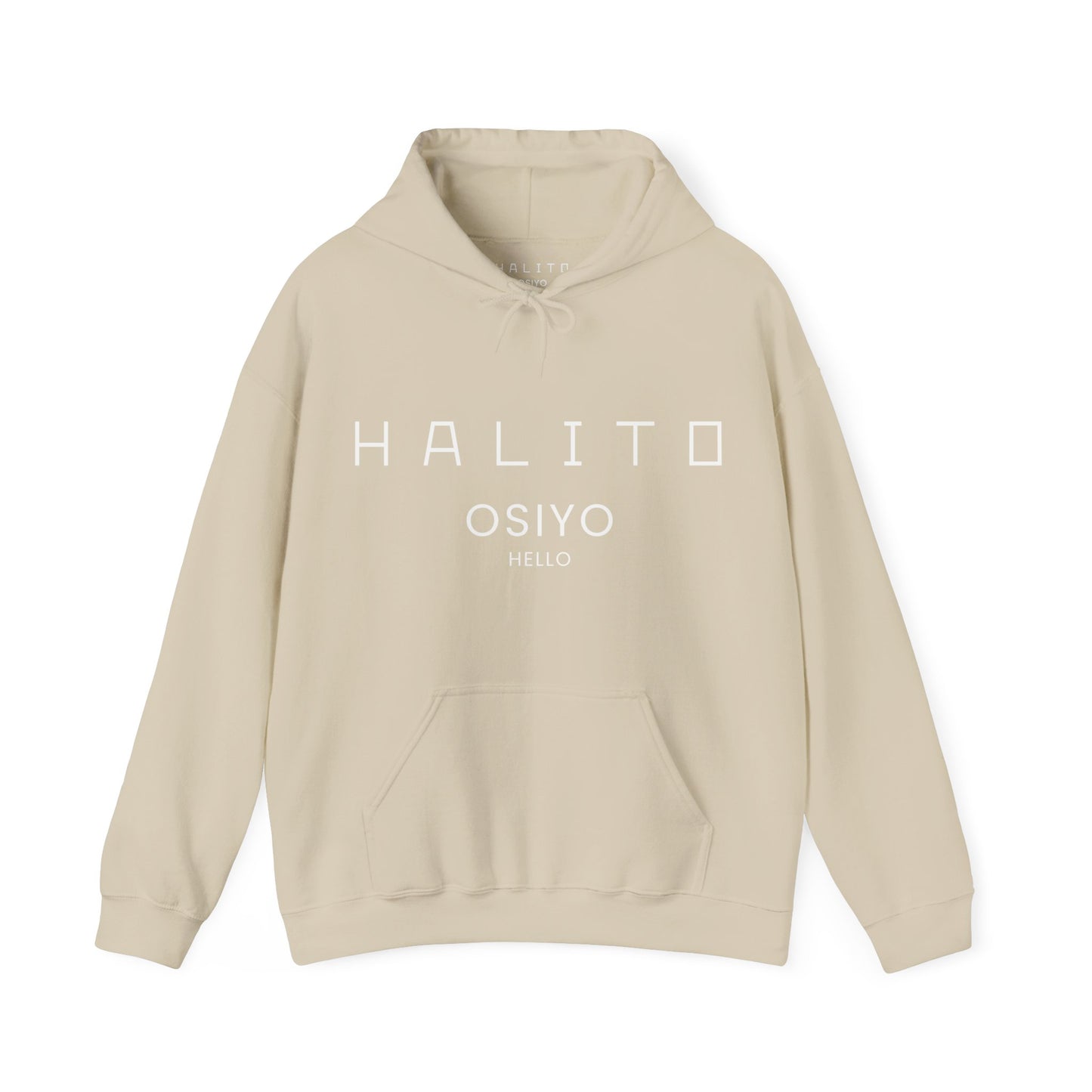 Unisex Hooded Sweatshirt - Halito Osiyo Hello Logo Mirror Image Back Design