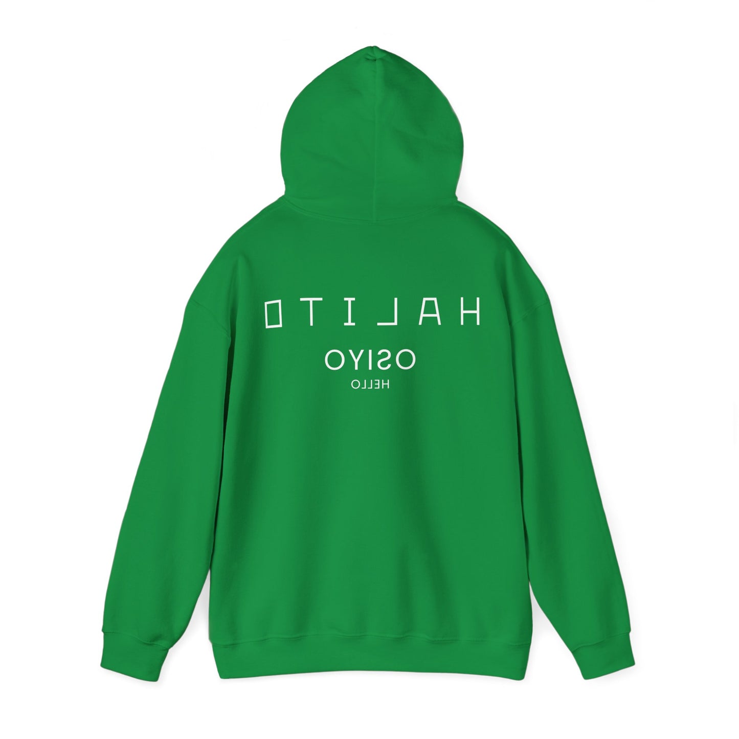 Unisex Hooded Sweatshirt - Halito Osiyo Hello Logo Mirror Image Back Design