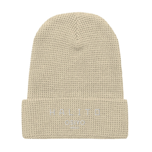 HALITO OSIYO HELLO "CLASSIC" WHITE EMBROIDERY Waffle beanie